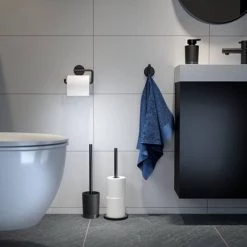 Tiger Tune Freestanding Spare Toilet Roll Holder - Brushed Black Metal/Black -Toilet Accessories shop 1325538946 D2 460