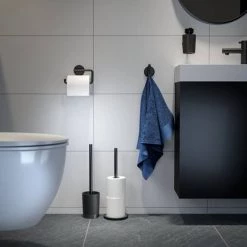 Tiger Tune Toilet Roll Holder - Brushed Black Metal/Black -Toilet Accessories shop 1326538946 D2 460