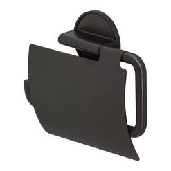 Tiger Tune Toilet Roll Holder with Cover - Brushed Black Metal/Black -Toilet Accessories shop 1326638946 D1 460