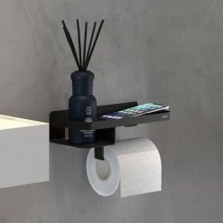 Tiger Caddy Toilet Roll Holder with Shelf - Black -Toilet Accessories shop 1401430746 D5 460