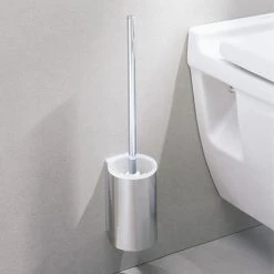 Keuco Plan Wall Mounted Toilet Brush & Holder - Chrome/White