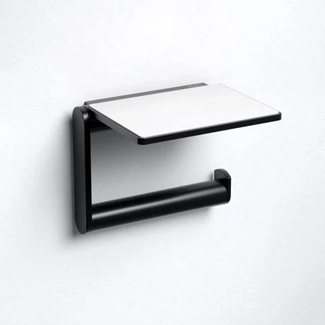 Keuco Plan Toilet Roll Holder with Shelf - Black 4 Keuco Plan Toilet Roll Holder with Shelf - Black - Image 2