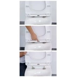 Euroshowers ONE Seat Short D-Shape Soft Close Toilet Seat - White - 88210 -Toilet Accessories shop 80210 d 375