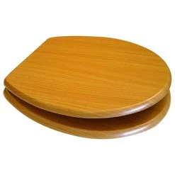Euroshowers Beech MDF Toilet Seat with Chrome Bar Hinges - 82983