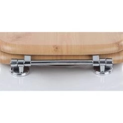 Euroshowers Rustic Oak MDF Toilet Seat with Chrome Bar Hinges - 82998 -Toilet Accessories shop 82987 detail1 460 1