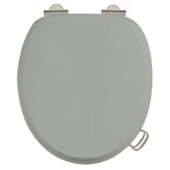 Burlington Soft Close Toilet Seat with Chrome Hinges and Handles - Dark Olive