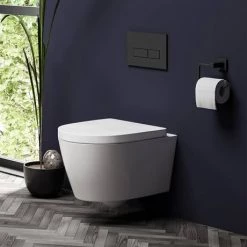 Arezzo Matt Black Square Toilet Roll Holder -Toilet Accessories shop AZB31 d3 460