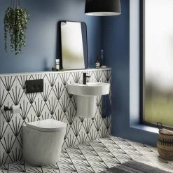 Arezzo Compact Concealed Cistern with Matt Black Flush Plate - Round Buttons -Toilet Accessories shop AZCCBLKR d7 460