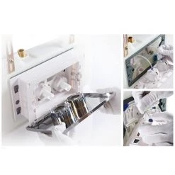 Arezzo Compact Concealed Cistern with Gold Flush Plate - Round Buttons -Toilet Accessories shop AZCCGLD n d4 460