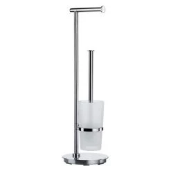 Smedbo Outline Lite Round Freestanding Toilet Brush and Roll Holder - FK607