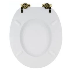 Toreno High Gloss White MDF Bottom Fixing Toilet Seat Brushed Brass Hinges -Toilet Accessories shop MSC020 N BB d2 460