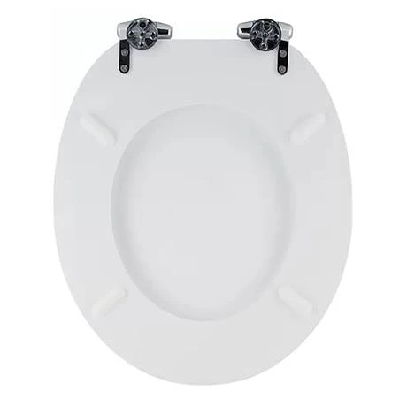 Toreno High Gloss White MDF Bottom Fixing Soft Close Toilet Seat with Chrome Hinges 5 Toreno High Gloss White MDF Bottom Fixing Soft Close Toilet Seat with Chrome Hinges - Image 3