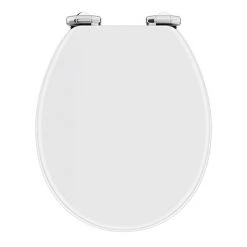 Toreno High Gloss White MDF Bottom Fixing Soft Close Toilet Seat with Chrome Hinges