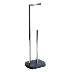 Trafalgar Anthracite Marble Effect Freestanding Toilet Roll & Spare Paper Holder