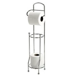 Basic Freestanding Toilet Roll Holder & Spare Roll Holder