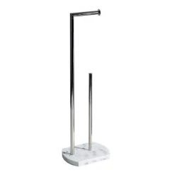 Trafalgar White Marble Effect Freestanding Toilet Roll & Spare Paper Holder