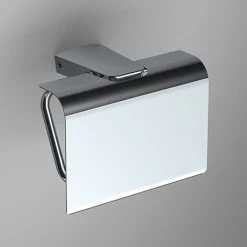 Venice Square Chrome Toilet Roll Holder with Cover