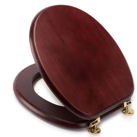 Croydex Mahogany Effect Solid Wood Toilet Seat with Brass Effect Fixings 5 Croydex Mahogany Effect Solid Wood Toilet Seat with Brass Effect Fixings - Image 3