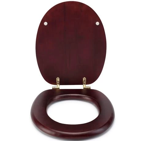 Croydex Mahogany Effect Solid Wood Toilet Seat with Brass Effect Fixings 7 Croydex Mahogany Effect Solid Wood Toilet Seat with Brass Effect Fixings - Image 5