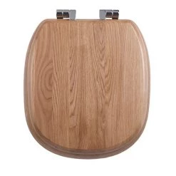 Imperial Radcliffe Soft Close Toilet Seat with Chrome Hinges - Natural Oak