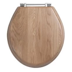 Imperial Oval Standard Toilet Seat with Chrome Hinges - Natural Oak